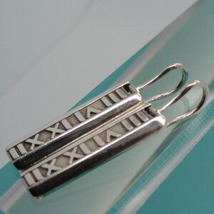 Tiffany & Co. Ster Silver Atlas Roman Numeral Bar Drop Dangle Earrings